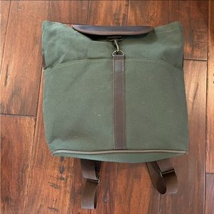 Khaki canvas & leather backpack